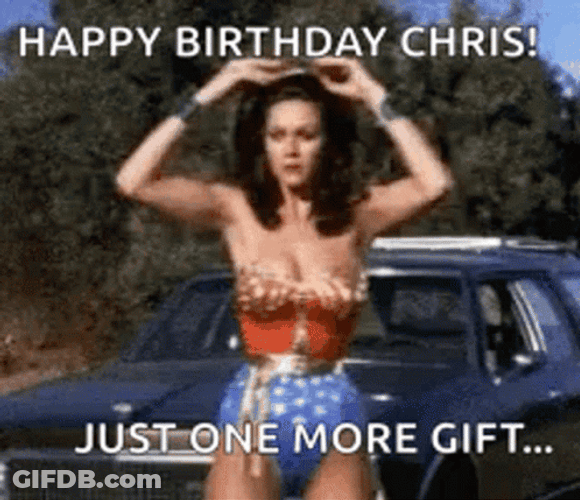 Happy Birthday Chris Just One More Gift Wonder Woman GIF