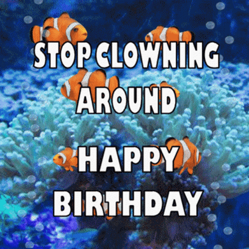 Happy Birthday Clown Fishing GIF