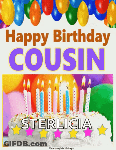 Happy Birthday Cousin Sterlicia With A Cake And Candles GIF