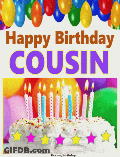Happy Birthday Cuz Colorful Party Celebration GIF