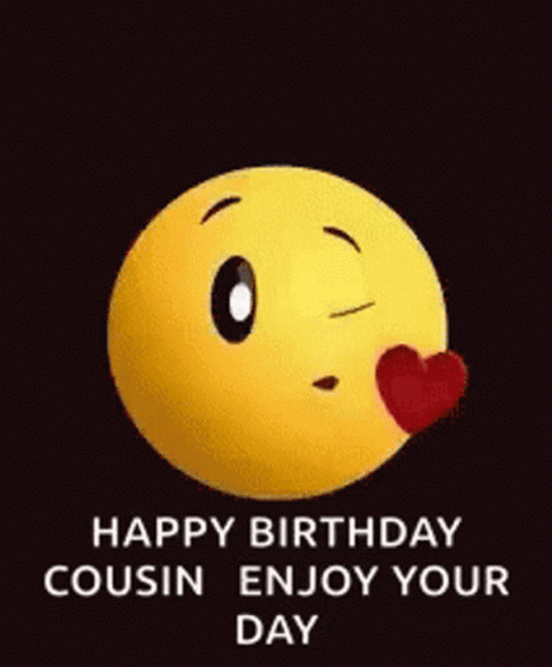 Happy Birthday Cuz Emoji Kiss Greeting GIF