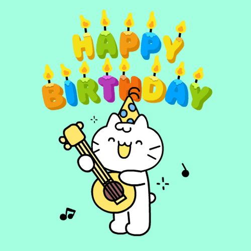 Happy Birthday Dachshund Animated Cat Singing GIF