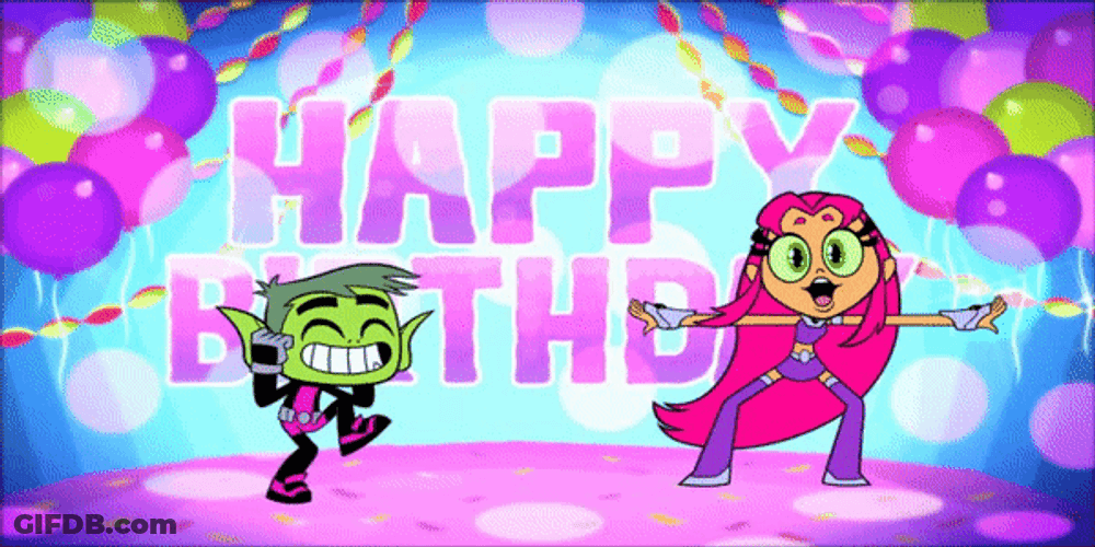Happy Birthday Dance Beast Boy Starfire GIF