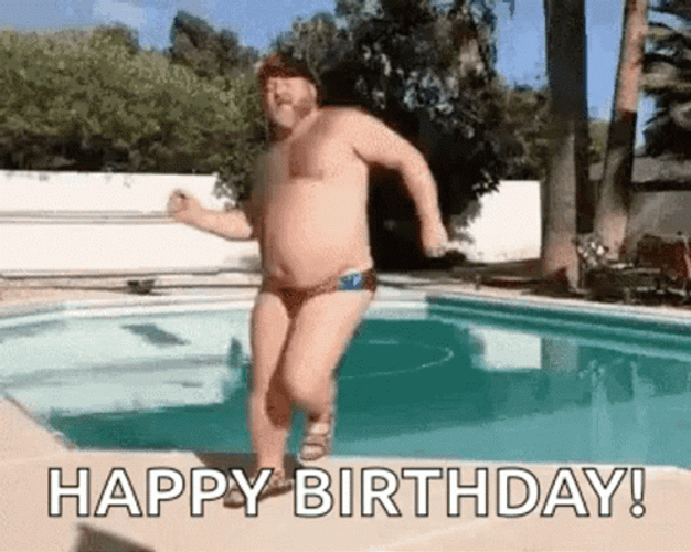 Happy Birthday Dance Fat Man Pool GIF