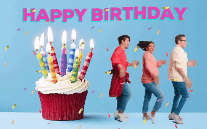 Happy Birthday Dance Friends Party Cupcake GIF