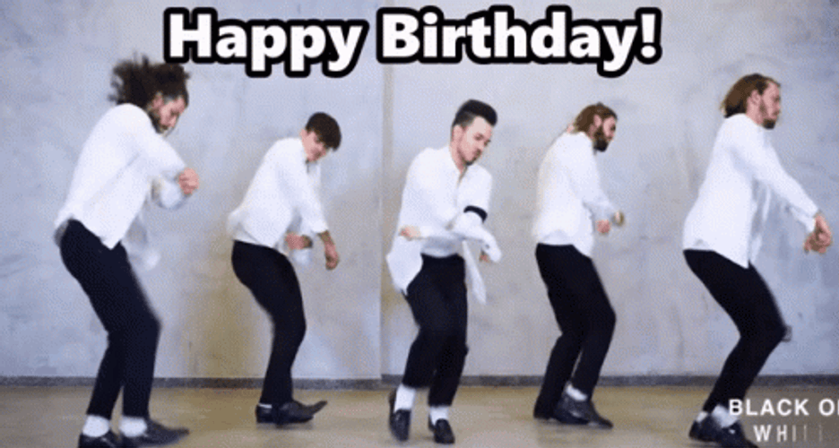 Happy Birthday Dance Men Black Or White GIF