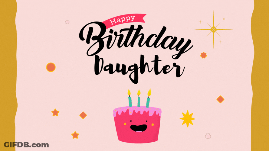 Happy Birthday Daughter Dancing Cake Fun Art GIF