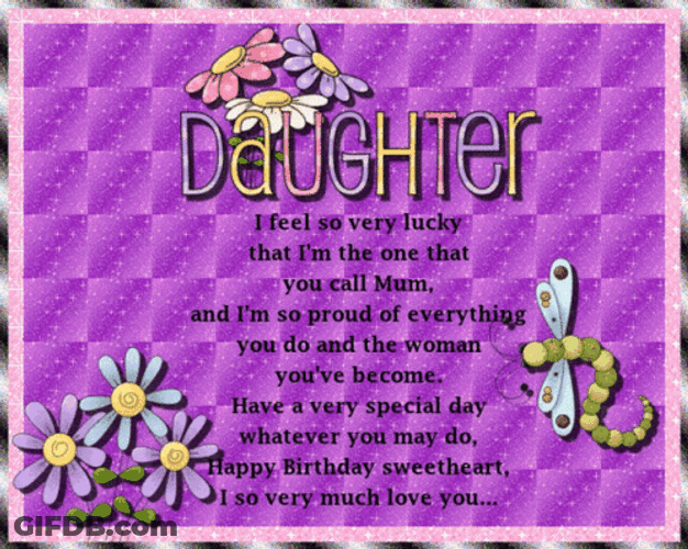 Happy Birthday Daughter Digital Text GIF