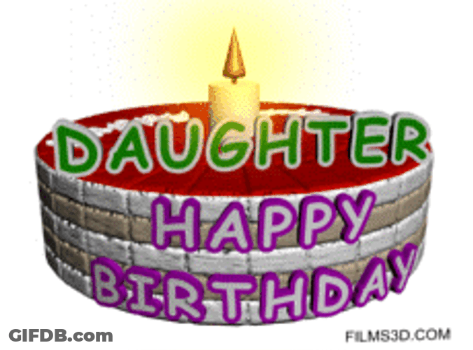 Happy Birthday Daughter Round Cake Computer Art GIF