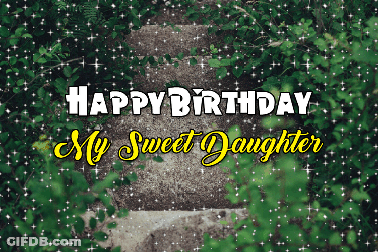 Happy Birthday Daughter Twinkling Stars Background GIF
