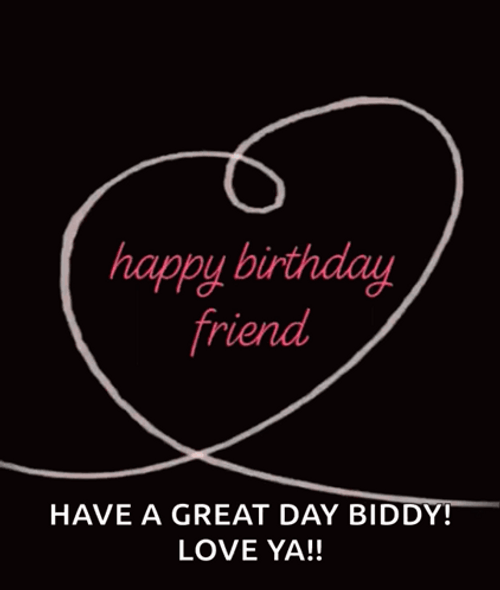 Happy Birthday Dear Friend Line Heart GIF