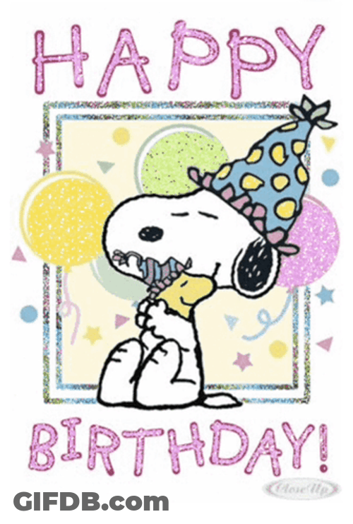 Happy Birthday Dear Friend Snoopy Hugging GIF