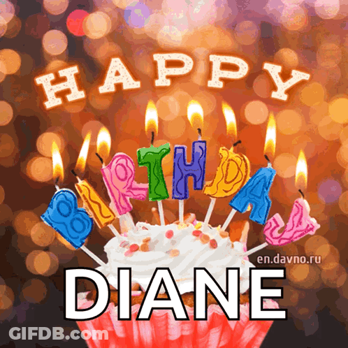 Happy Birthday Diane Cupcake Greeting Card GIF