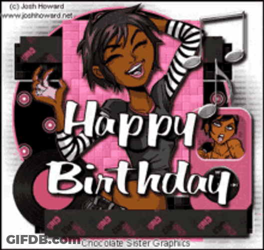 Happy Birthday Diva Animated Ebony Girl GIF