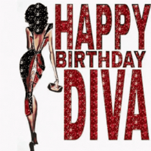 Happy Birthday Diva Girlfriend Red Gown Party Dress GIF