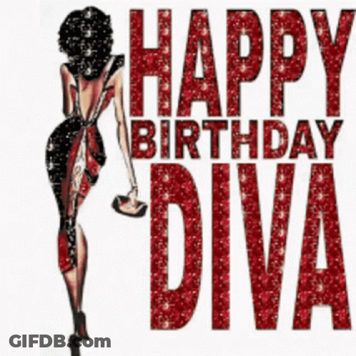 Happy Birthday Diva Poster With Woman Holding Purse GIF