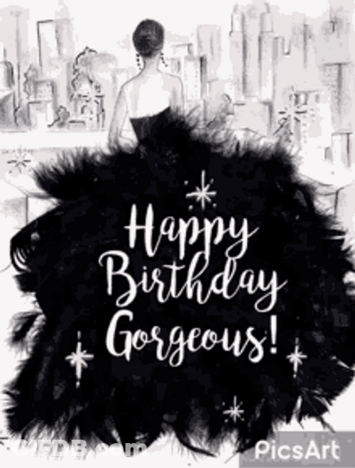 Happy Birthday Diva Queen Sparkling Black Gown GIF