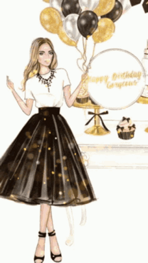 Happy Birthday Diva Sparkling Fancy Lady GIF
