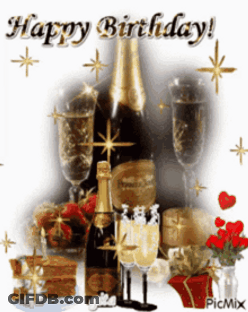 Happy Birthday Diva Wine Cake Sparkle GIF