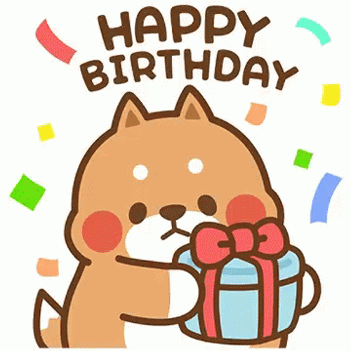 Happy Birthday Dog With Present GIF