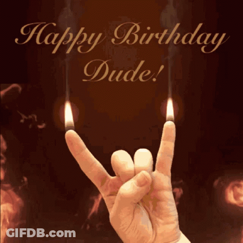 Happy Birthday Dude Hand Holding Candles GIF