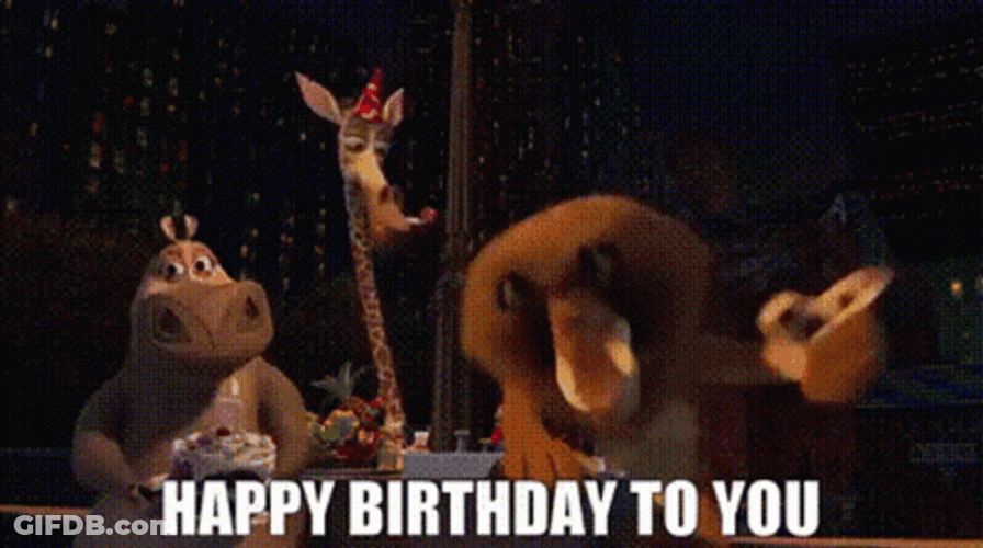 Happy Birthday Excited Animals Madagascar Movie GIF