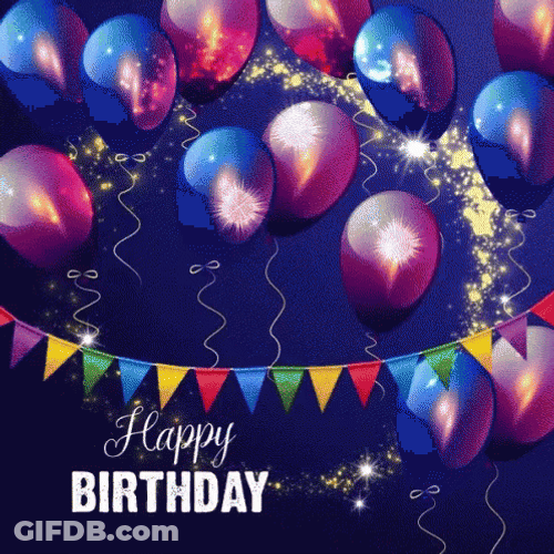 Happy Birthday Fireworks Animated Celebration GIF