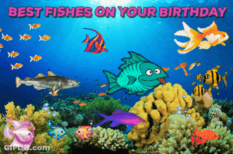 Happy Birthday Fishing Mobile Artwork GIF