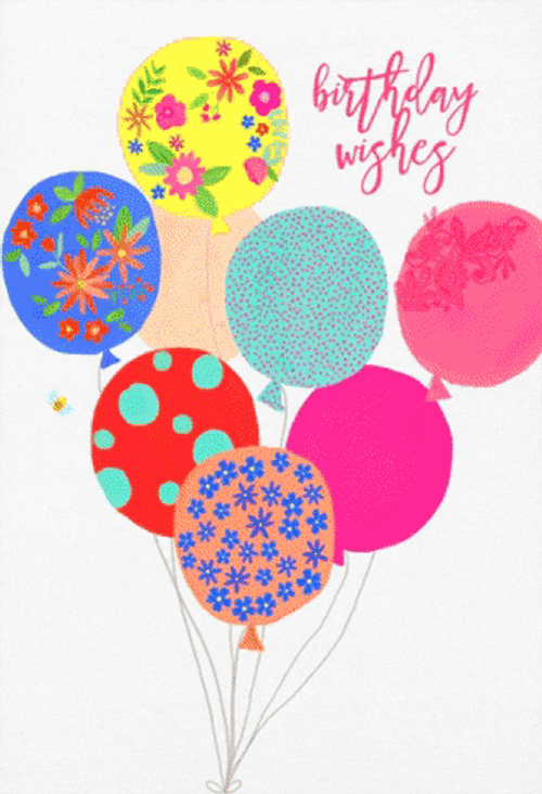 Happy Birthday Flowers Balloon Wishes GIF