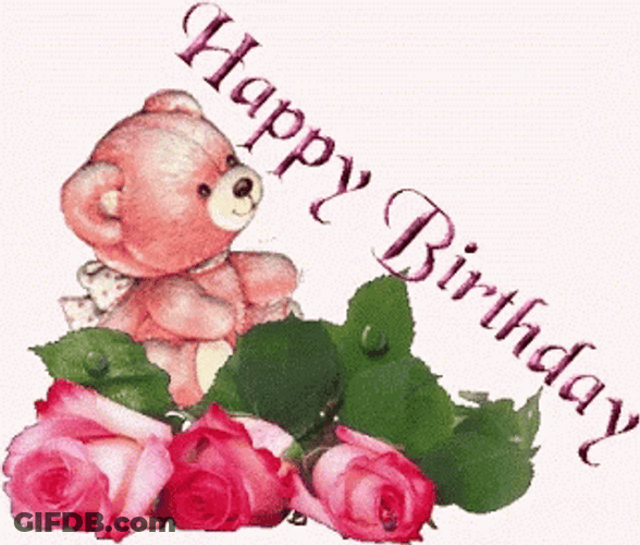 Happy Birthday Flowers Bear GIF