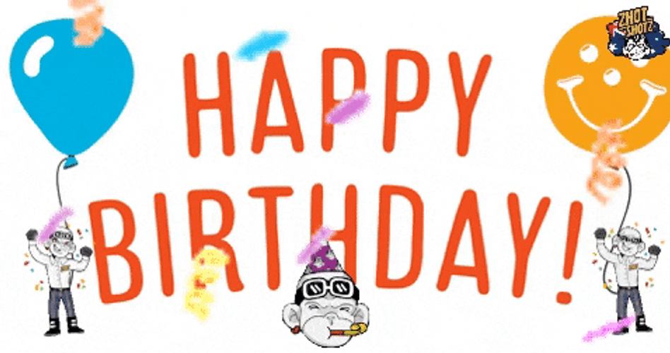 Happy Birthday Friend Balloons Flying GIF