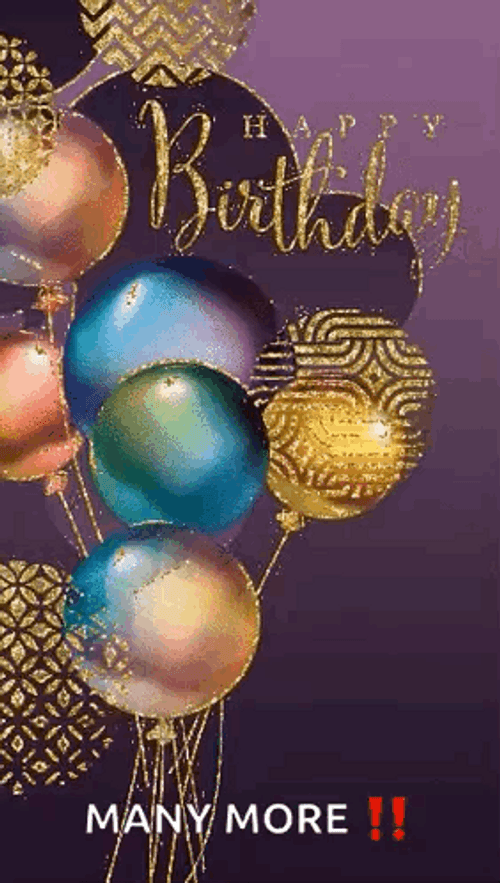 Happy Birthday Friend Golden Balloons GIF