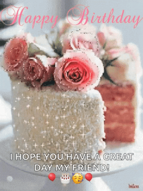 Happy Birthday Friend Sparkling Cake GIF