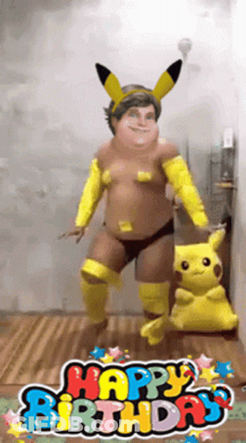 Happy Birthday Funny Pikachu Cosplayer GIF