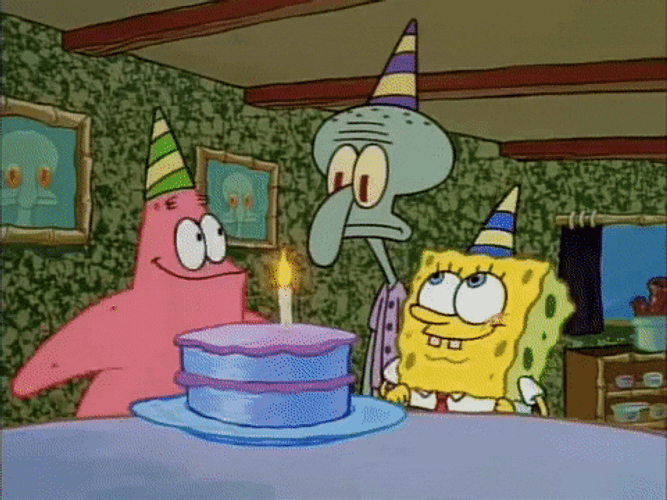Happy Birthday Funny SpongeBob Patrick Angry Squidward GIF