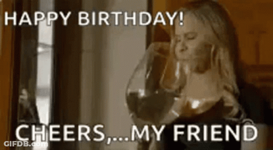 Happy Birthday Girlfriend Amy Schumer Big Wine Glasses Cheers GIF