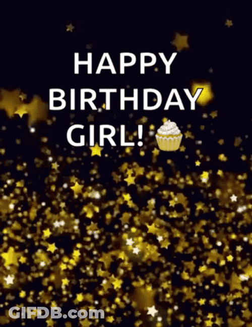 Happy Birthday Girlfriend Confetti Golden Sparkles GIF