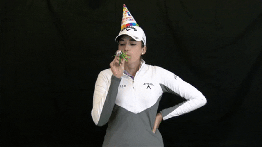 Happy Birthday Golf Player Kim Kaufman Blowing Toy GIF