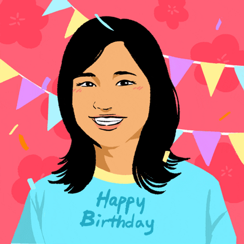 Happy Birthday Granddaughter Asian Smile Confetti GIF
