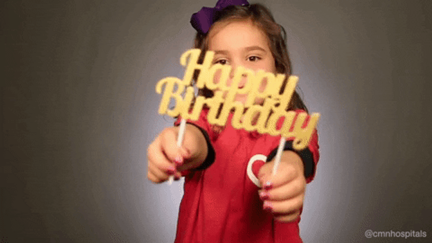 Happy Birthday Granddaughter Girl Holding Sign GIF