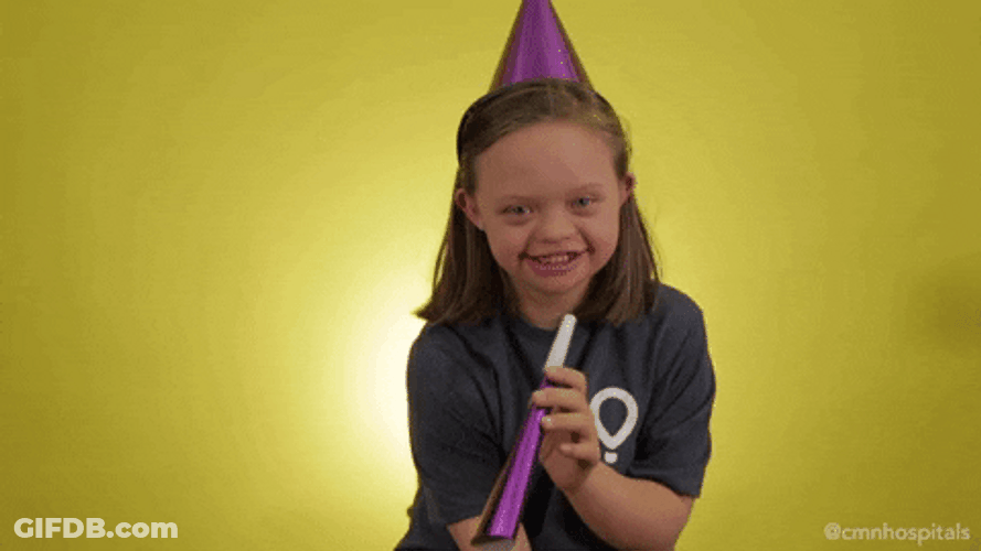Happy Birthday Granddaughter Laughing Girl Confetti Hat GIF