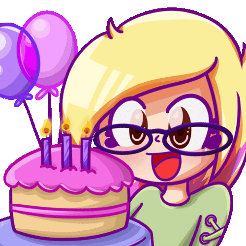 Happy Birthday Granddaughter Nerd Cartoon Cake Balloons GIF