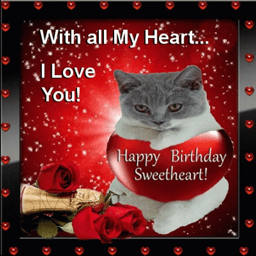 Happy Birthday Granddaughter Sweetheart Blinking Cat GIF