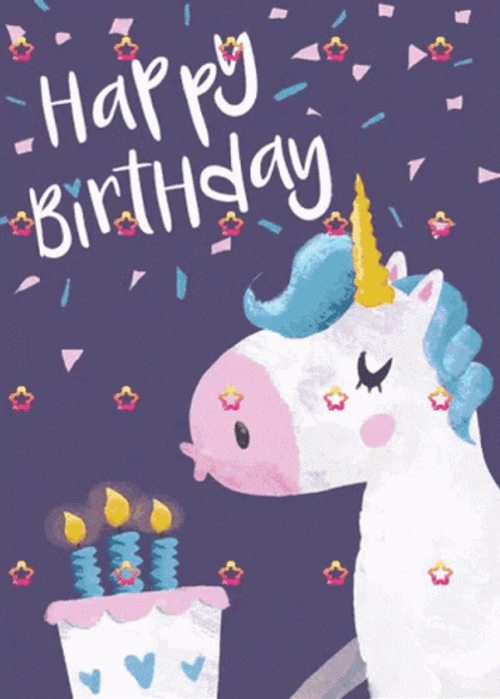 Happy Birthday Granddaughter Unicorn Stars Cake GIF