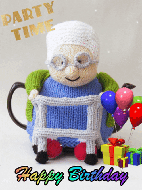 Happy Birthday Grandma Crotchet Doll GIF