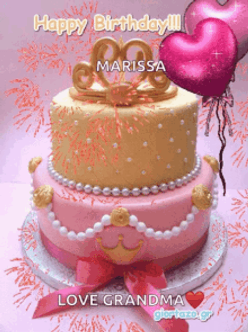 Happy Birthday Grandma Pink Cake GIF