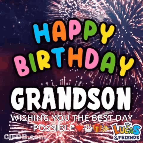 Happy Birthday Grandson Fireworks GIF