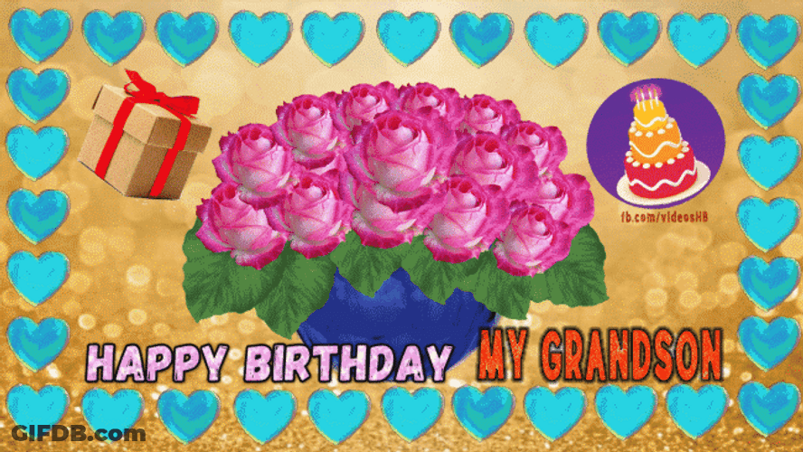 Happy Birthday Grandson Graphic Design GIF