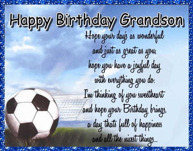 Happy Birthday Grandson Greetings With Soccer Ball GIF