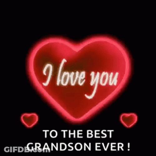Happy Birthday Grandson Heart Design GIF